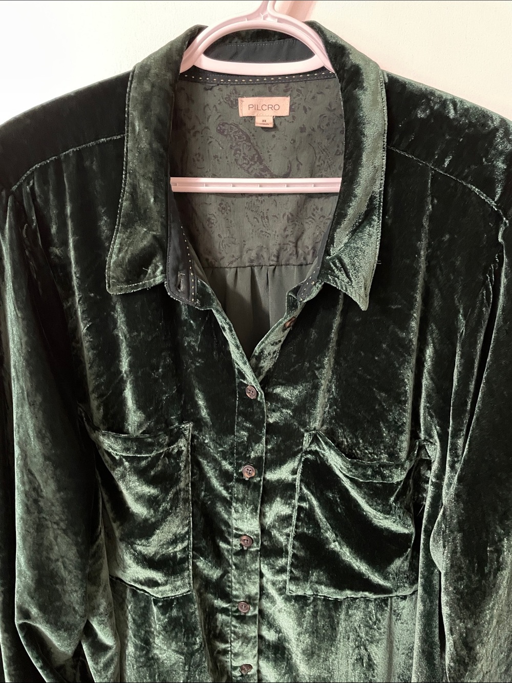 Anthropologie Pilcro Hadley Velvet Edition Emerald Shirt Size 3X - Picture 3 of 6